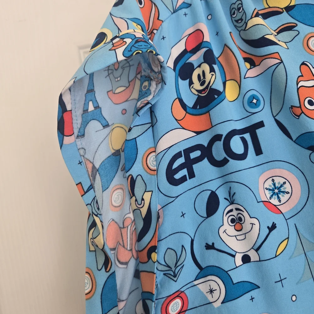 Disney Womens EPCOT Button Down Shirt - Light Blue with Characters - Picture 5 of 11